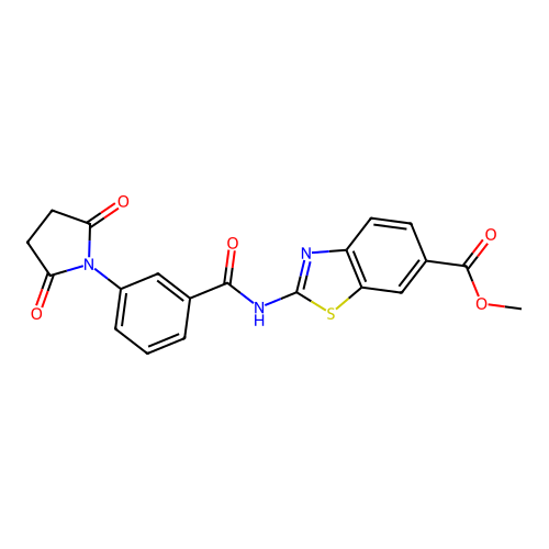 Methyl 2-(3-(2,5-dioxopyrrolidin-1-yl)benzamido)benzo[d]thiazole-6-carboxylate structure