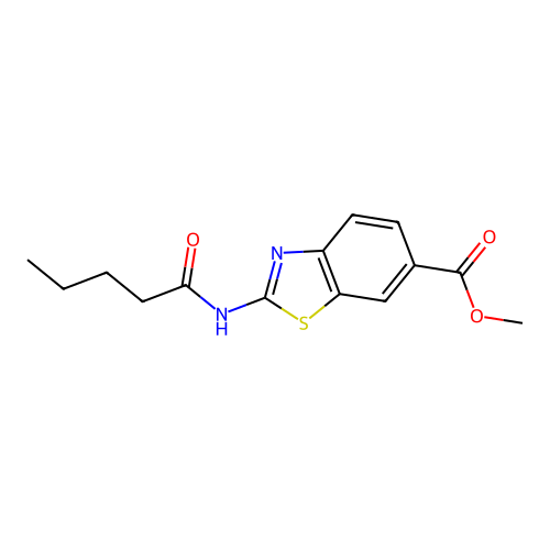 Methyl 2-(pentanoylamino)-1,3-benzothiazole-6-carboxylate structure