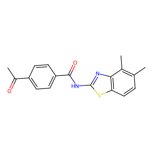 4-acetyl-N-(4,5-dimethyl-1,3-benzothiazol-2-yl)benzamide structure