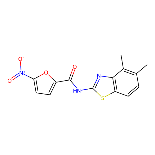 N-(4,5-dimethyl-1,3-benzothiazol-2-yl)-5-nitrofuran-2-carboxamide structure