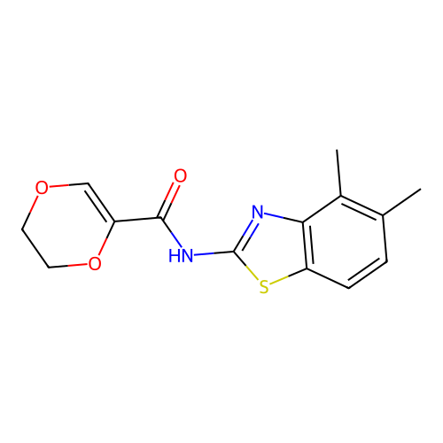 N-(4,5-dimethylbenzo[d]thiazol-2-yl)-5,6-dihydro-1,4-dioxine-2-carboxamide structure