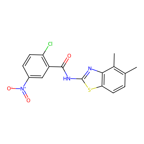 2-chloro-N-(4,5-dimethyl-1,3-benzothiazol-2-yl)-5-nitrobenzamide structure