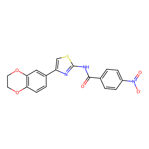 N-[4-(2,3-dihydro-1,4-benzodioxin-6-yl)-1,3-thiazol-2-yl]-4-nitrobenzamide structure