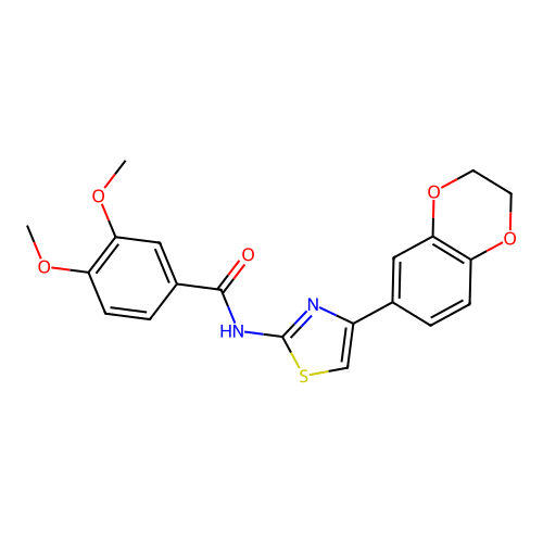 N-[4-(2,3-dihydro-1,4-benzodioxin-6-yl)-1,3-thiazol-2-yl]-3,4-dimethoxybenzamide structure