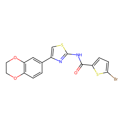 5-bromo-N-[4-(2,3-dihydro-1,4-benzodioxin-6-yl)-1,3-thiazol-2-yl]thiophene-2-carboxamide structure