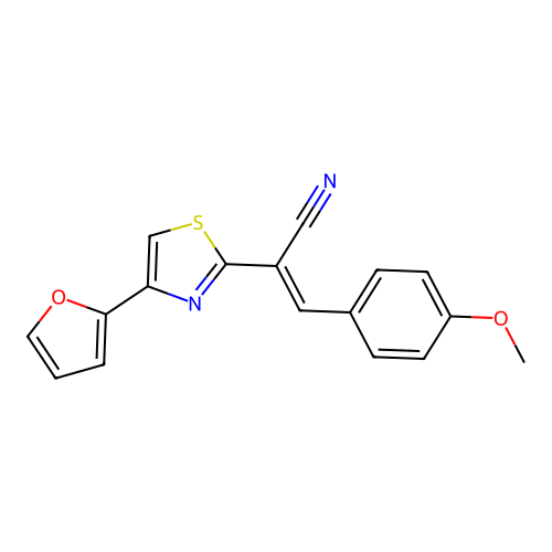 (2E)-2-[4-(furan-2-yl)-1,3-thiazol-2-yl]-3-(4-methoxyphenyl)prop-2-enenitrile structure
