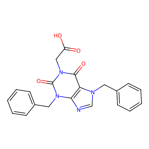 2-(3,7-dibenzyl-2,6-dioxo-2,3,6,7-tetrahydro-1H-purin-1-yl)acetic acid structure