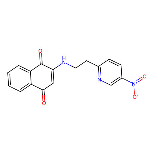 2-[[2-(5-Nitro-2-pyridinyl)ethyl]amino]-1,4-naphthalenedione structure