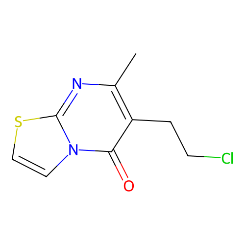 6-(2-chloroethyl)-7-methyl-5H-(1,3)thiazolo(3,2-a)pyrimidin-5-one structure