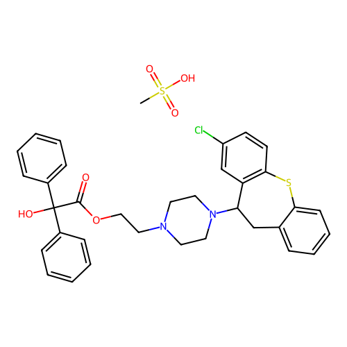 Benzeneacetic acid, 2-(4-(8-chloro-10,11-dihydrodibenzo(b,f)thiepin-10-yl)-1-piperazinyl)ethyl ester, monomethanesulfonate (salt) structure