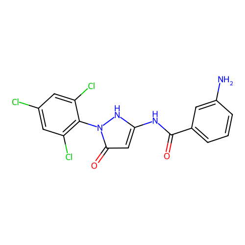 3-amino-N-[5-hydroxy-1-(2,4,6-trichlorophenyl)-1H-pyrazol-3-yl]benzamide structure