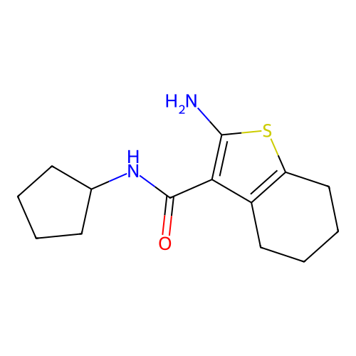 2-amino-N-cyclopentyl-4,5,6,7-tetrahydro-1-benzothiophene-3-carboxamide structure