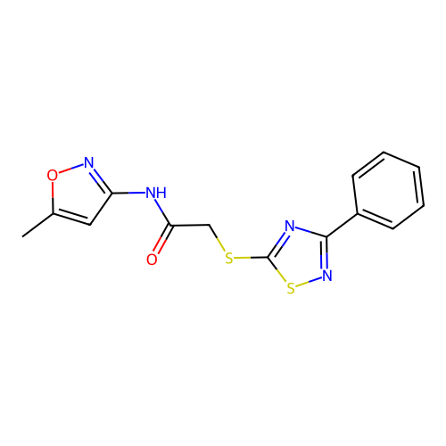 N-(5-methyl-1,2-oxazol-3-yl)-2-[(3-phenyl-1,2,4-thiadiazol-5-yl)sulfanyl]acetamide structure