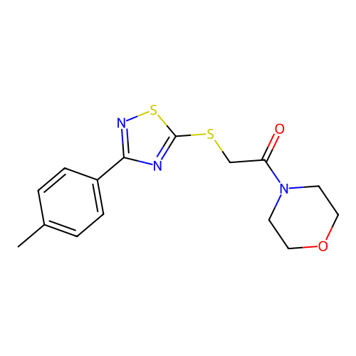 1-Morpholino-2-((3-(p-tolyl)-1,2,4-thiadiazol-5-yl)thio)ethanone structure