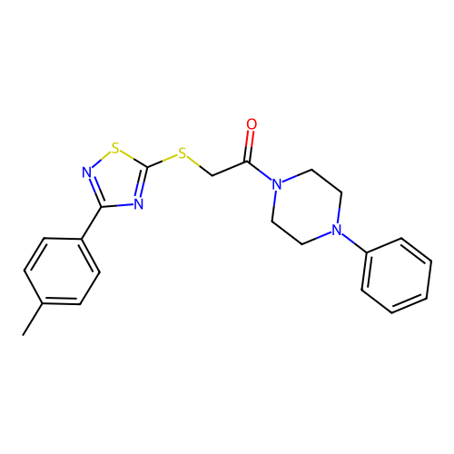 1-(4-Phenylpiperazin-1-yl)-2-((3-(p-tolyl)-1,2,4-thiadiazol-5-yl)thio)ethanone structure