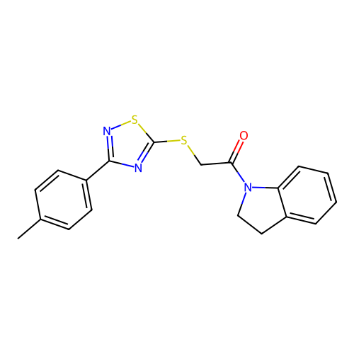 1-(Indolin-1-yl)-2-((3-(p-tolyl)-1,2,4-thiadiazol-5-yl)thio)ethanone structure
