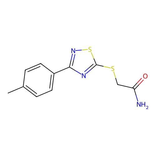 2-((3-(p-Tolyl)-1,2,4-thiadiazol-5-yl)thio)acetamide structure