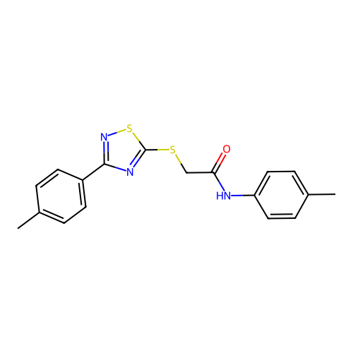 N-(p-tolyl)-2-((3-(p-tolyl)-1,2,4-thiadiazol-5-yl)thio)acetamide structure