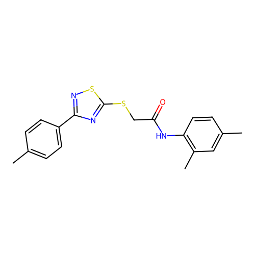 N-(2,4-dimethylphenyl)-2-((3-(p-tolyl)-1,2,4-thiadiazol-5-yl)thio)acetamide structure