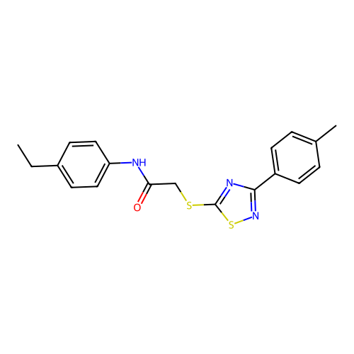 N-(4-ethylphenyl)-2-((3-(p-tolyl)-1,2,4-thiadiazol-5-yl)thio)acetamide structure
