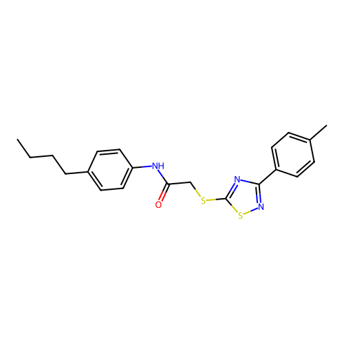 N-(4-butylphenyl)-2-((3-(p-tolyl)-1,2,4-thiadiazol-5-yl)thio)acetamide structure