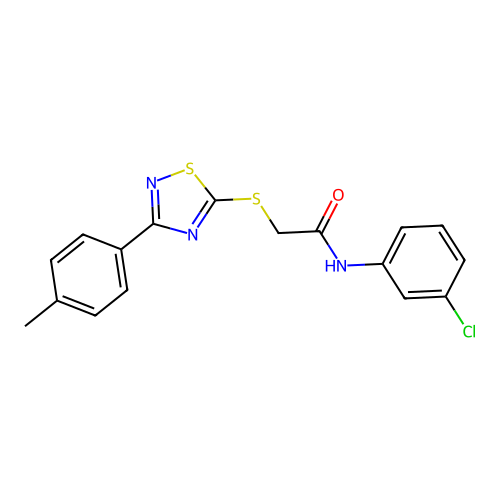 N-(3-chlorophenyl)-2-((3-(p-tolyl)-1,2,4-thiadiazol-5-yl)thio)acetamide structure