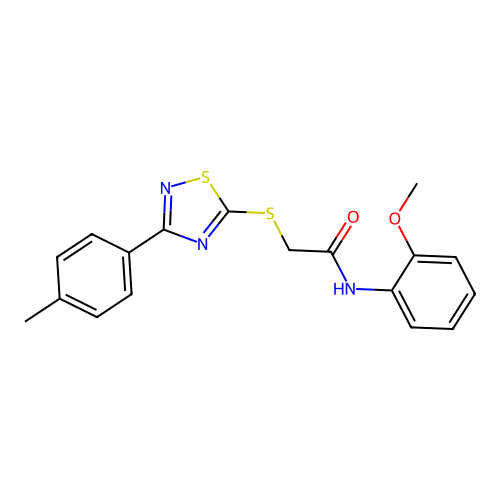 N-(2-methoxyphenyl)-2-((3-(p-tolyl)-1,2,4-thiadiazol-5-yl)thio)acetamide structure