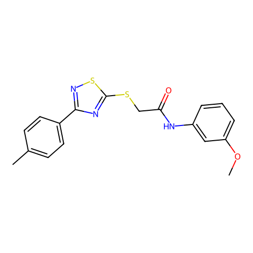 N-(3-methoxyphenyl)-2-((3-(p-tolyl)-1,2,4-thiadiazol-5-yl)thio)acetamide structure