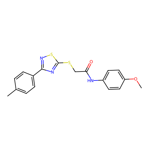 N-(4-methoxyphenyl)-2-((3-(p-tolyl)-1,2,4-thiadiazol-5-yl)thio)acetamide structure