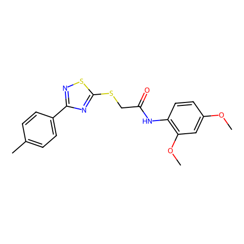 N-(2,4-dimethoxyphenyl)-2-((3-(p-tolyl)-1,2,4-thiadiazol-5-yl)thio)acetamide structure