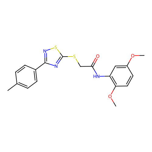 N-(2,5-dimethoxyphenyl)-2-((3-(p-tolyl)-1,2,4-thiadiazol-5-yl)thio)acetamide structure