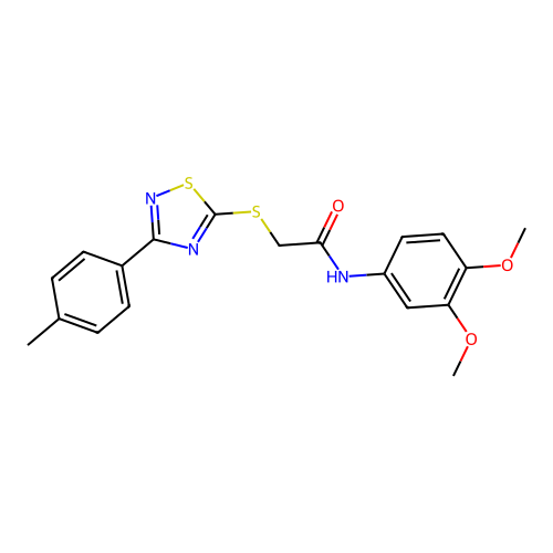 N-(3,4-dimethoxyphenyl)-2-((3-(p-tolyl)-1,2,4-thiadiazol-5-yl)thio)acetamide structure