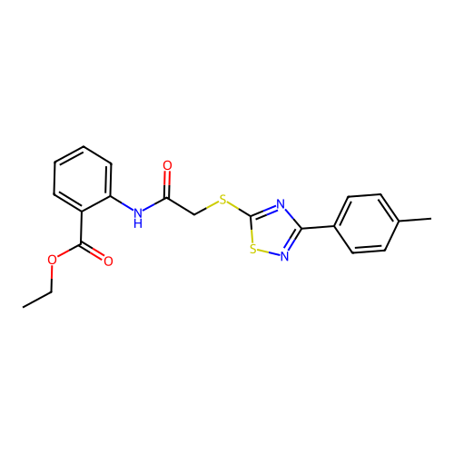 ethyl 2-(2-{[3-(4-methylphenyl)-1,2,4-thiadiazol-5-yl]sulfanyl}acetamido)benzoate structure