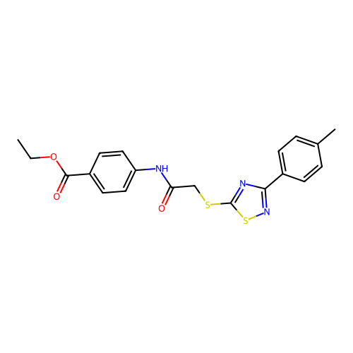 Ethyl 4-(2-((3-(p-tolyl)-1,2,4-thiadiazol-5-yl)thio)acetamido)benzoate structure