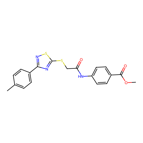 Methyl 4-(2-((3-(p-tolyl)-1,2,4-thiadiazol-5-yl)thio)acetamido)benzoate structure