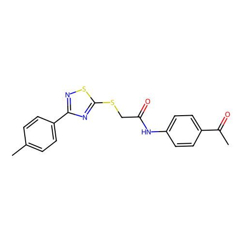 N-(4-acetylphenyl)-2-((3-(p-tolyl)-1,2,4-thiadiazol-5-yl)thio)acetamide structure