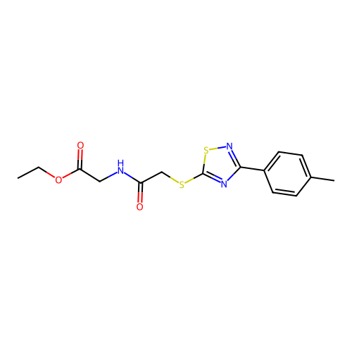 ethyl 2-[[2-[[3-(4-methylphenyl)-1,2,4-thiadiazol-5-yl]sulfanyl]acetyl]amino]acetate structure