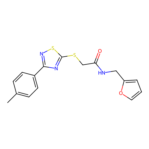 N-(furan-2-ylmethyl)-2-((3-(p-tolyl)-1,2,4-thiadiazol-5-yl)thio)acetamide structure
