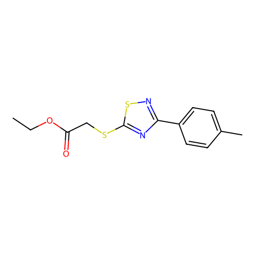 Ethyl 2-((3-(p-tolyl)-1,2,4-thiadiazol-5-yl)thio)acetate structure