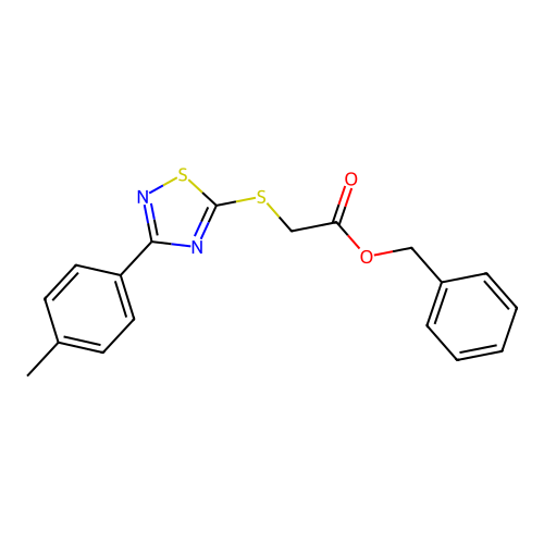 Benzyl 2-((3-(p-tolyl)-1,2,4-thiadiazol-5-yl)thio)acetate structure