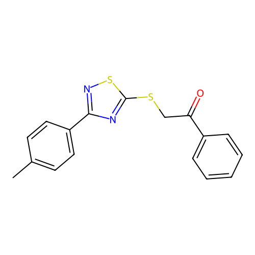1-Phenyl-2-((3-(p-tolyl)-1,2,4-thiadiazol-5-yl)thio)ethanone structure