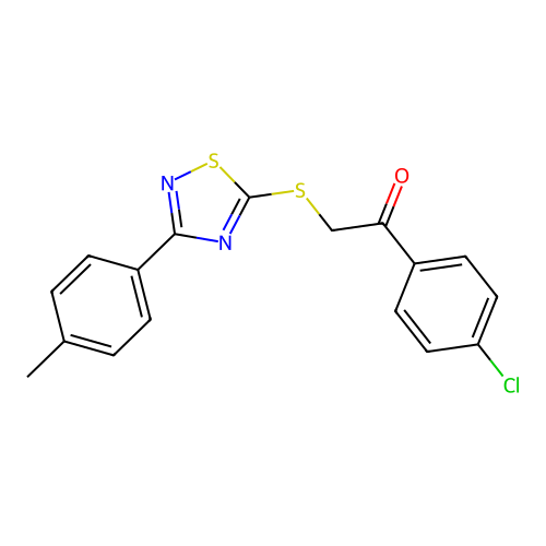 1-(4-Chlorophenyl)-2-((3-(p-tolyl)-1,2,4-thiadiazol-5-yl)thio)ethanone structure