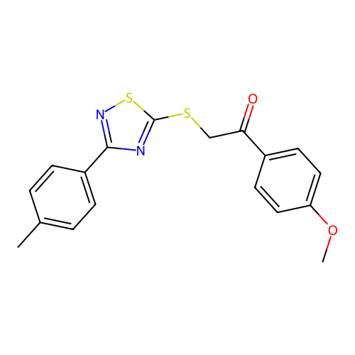 1-(4-Methoxyphenyl)-2-((3-(p-tolyl)-1,2,4-thiadiazol-5-yl)thio)ethanone structure