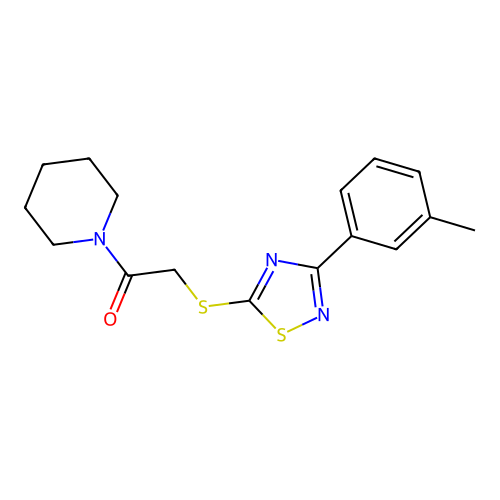 2-[[3-(m-Tolyl)-1,2,4-thiadiazol-5-yl]sulfanyl]-1-(1-piperidyl)ethanone structure