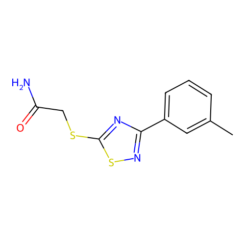 2-((3-(m-Tolyl)-1,2,4-thiadiazol-5-yl)thio)acetamide structure