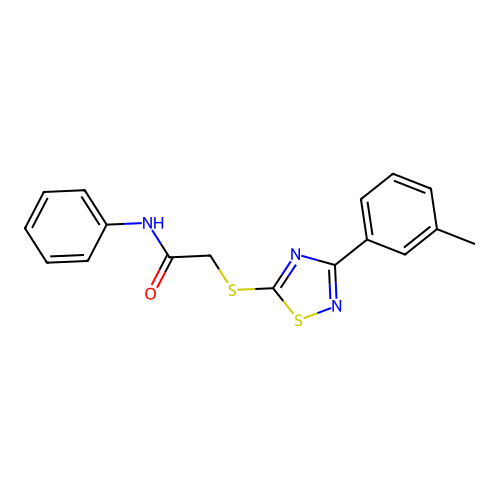 2-{[3-(3-methylphenyl)-1,2,4-thiadiazol-5-yl]sulfanyl}-N-phenylacetamide structure