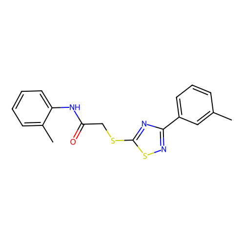 N-(o-tolyl)-2-((3-(m-tolyl)-1,2,4-thiadiazol-5-yl)thio)acetamide structure