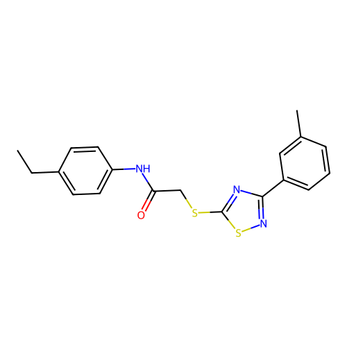 N-(4-ethylphenyl)-2-((3-(m-tolyl)-1,2,4-thiadiazol-5-yl)thio)acetamide structure