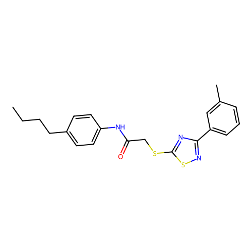 N-(4-butylphenyl)-2-((3-(m-tolyl)-1,2,4-thiadiazol-5-yl)thio)acetamide structure