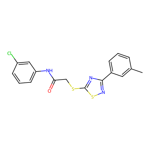 N-(3-chlorophenyl)-2-((3-(m-tolyl)-1,2,4-thiadiazol-5-yl)thio)acetamide structure